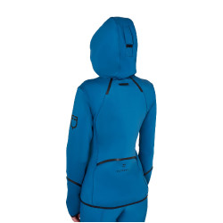 Felpa tecnica da donna in jersey con cerniera Equestro Blu corallo
