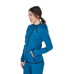 Felpa tecnica da donna in jersey con cerniera Equestro Blu corallo