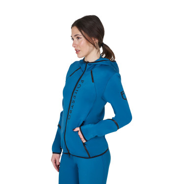 Felpa tecnica da donna in jersey con cerniera Equestro Blu corallo