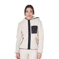 Felpa da donna in pile con tasca Equestro Bianco antico Beige