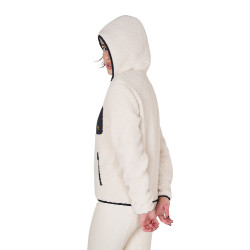 Felpa da donna in pile con tasca Equestro Bianco antico Beige