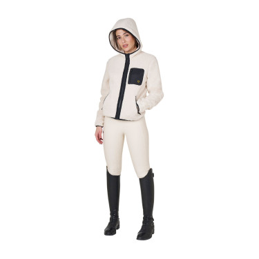 Felpa da donna in pile con tasca Equestro Bianco antico Beige