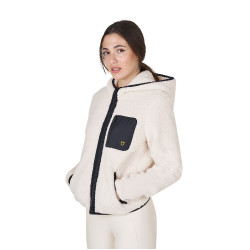 Felpa da donna in pile con tasca Equestro Bianco antico Beige