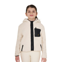 Felpa in pile per bambini con cerniera Equestro Bianco antico Beige