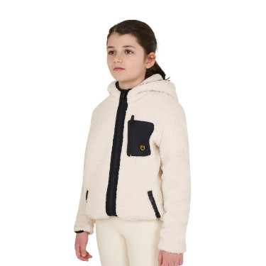 Felpa in pile per bambini con cerniera Equestro Bianco antico Beige