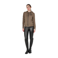 Felpa con cappuccio da donna Equestro con zip Scooter Beige