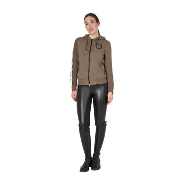 Felpa con cappuccio da donna Equestro con zip Noce Marrone