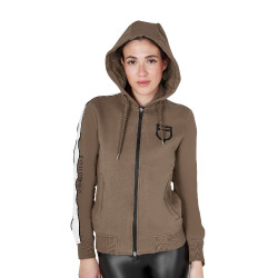 Felpa con cappuccio da donna Equestro con zip Noce Marrone