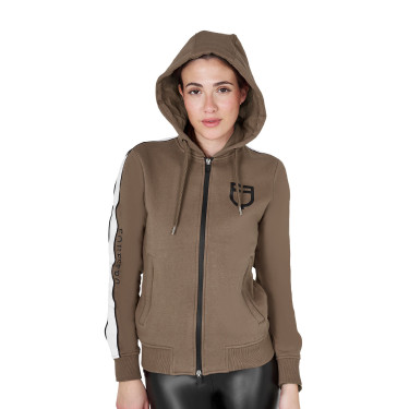 Felpa con cappuccio da donna Equestro con zip Noce Marrone