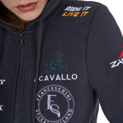 Felpa con cappuccio da donna con multi-logo nuovo Equestro Asfalto Grigio