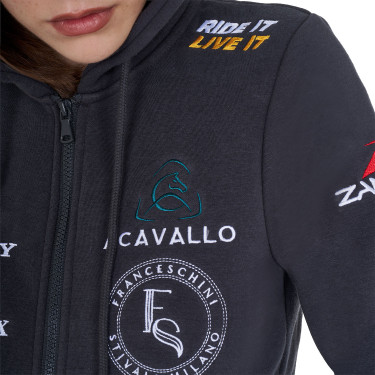 Felpa con cappuccio da donna con multi-logo nuovo Equestro Asfalto Grigio