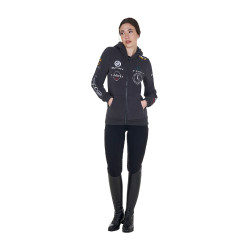 Felpa con cappuccio da donna con multi-logo nuovo Equestro Asfalto Grigio