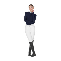 Polo da concorso slim fit da donna con inserti in mesh Equestro Blazer marine Blu marino