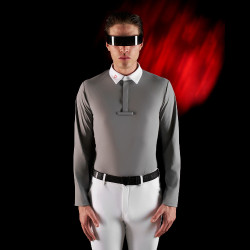 Polo da concorso uomo Equestro Ridertechnology a maniche lunghe con bottoni Uccello beffardo Grigio Polo da concorso uomo Equestro Ridertechnology a maniche lunghe con bottoni Uccello beffardo Grigio