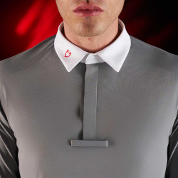 Polo da concorso uomo Equestro Ridertechnology a maniche lunghe con bottoni Uccello beffardo Grigio Polo da concorso uomo Equestro Ridertechnology a maniche lunghe con bottoni Uccello beffardo Grigio