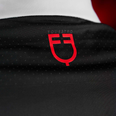 Polo da concorso uomo Equestro Ridertechnology a maniche lunghe con bottoni Nero