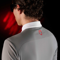 Polo da concorso uomo Equestro Ridertechnology a maniche lunghe con bottoni Uccello beffardo Grigio Polo da concorso uomo Equestro Ridertechnology a maniche lunghe con bottoni Uccello beffardo Grigio