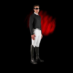Polo da concorso uomo Equestro Ridertechnology a maniche lunghe con bottoni Nero