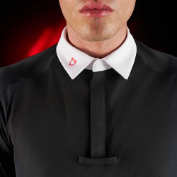 Polo da concorso uomo Equestro Ridertechnology a maniche lunghe con bottoni Nero