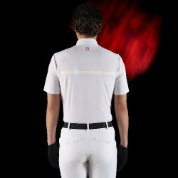 Polo da concorso uomo Equestro Ridertechnology a maniche corte con zip Bianco