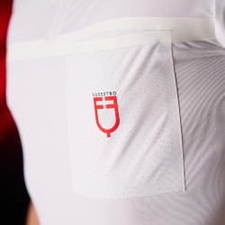 Polo da concorso uomo Equestro Ridertechnology a maniche corte con zip Bianco