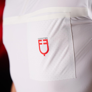 Polo da concorso uomo Equestro Ridertechnology a maniche corte con zip Bianco