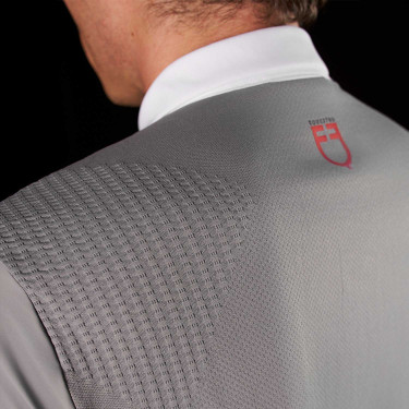 Polo da concorso uomo Equestro Ridertechnology a maniche corte con bottoni Uccello beffardo Grigio