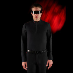 Polo da allenamento uomo Equestro Ridertechnology a maniche lunghe con zip Nero