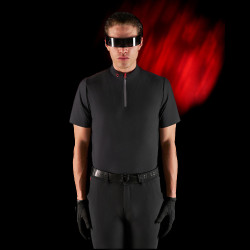 Polo da allenamento da uomo Equestro Ridertechnology a maniche corte con zip Nero