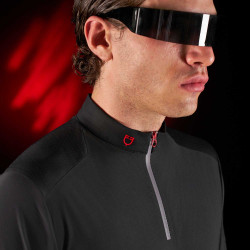 Polo da allenamento da uomo Equestro Ridertechnology a maniche corte con zip Nero