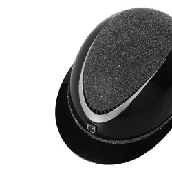 Casco di lusso con ampia visiera e strass omologato EN 1384-2023 Equestro Nero / argento