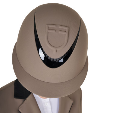 Casco da donna con ampia visiera e logo in rilievo Equestro Noce Marrone