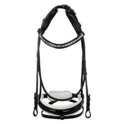 Briglia Damigella in cuoio di vitello Acavallo Nero / bianco