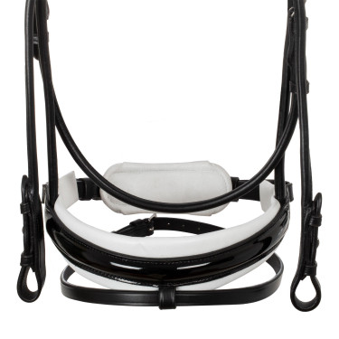 Briglia Damigella in cuoio di vitello Acavallo Nero / bianco