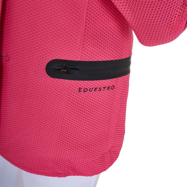 Giacca da concorso a tre bottoni da ragazza in mesh Equestro Caprifoglio Rosa Giacca da concorso a tre bottoni da ragazza in mesh Equestro Caprifoglio Rosa