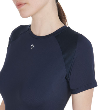 T-shirt tecnico da allenamento da donna taglio slim Equestro Blazer marine Blu marino