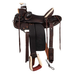 Sella western Wade con arcione in legno e sottopancia Denver Marrone