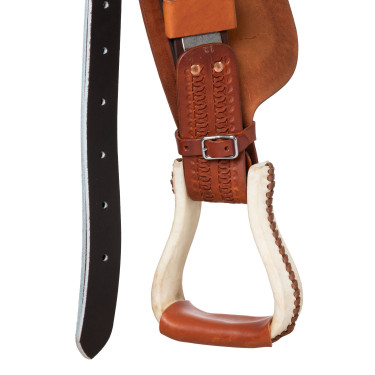 Sella Pool's 5020 con seduta in cuoio grezzo colore blu per barrel racing Cognac Marrone