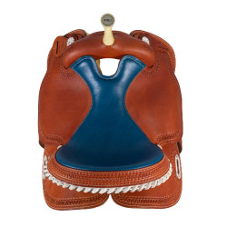 Sella Pool's 5020 con seduta in cuoio grezzo colore blu per barrel racing Cognac Marrone