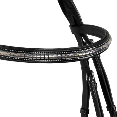 Capezzina inglese in cuoio con borchie in nichel placcato NP Equestro Nero