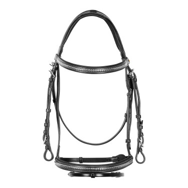 Capezzina inglese in cuoio con borchie in nichel placcato NP Equestro Nero