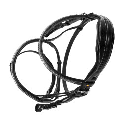 Capezzina inglese in cuoio con borchie in nichel placcato NP Equestro Nero