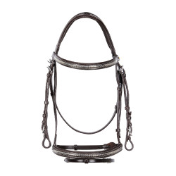 Capezzina inglese in cuoio con borchie in nichel placcato NP Equestro Marrone scuro Capezzina inglese in cuoio con borchie in nichel placcato NP Equestro Marrone scuro