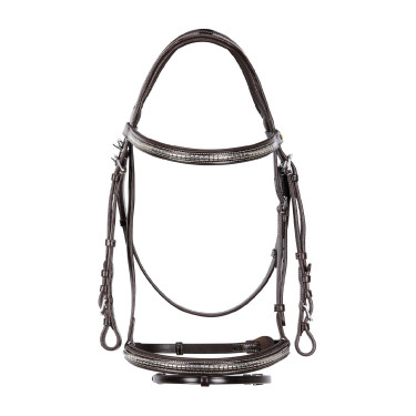 Capezzina inglese in cuoio con borchie in nichel placcato NP Equestro Marrone scuro Capezzina inglese in cuoio con borchie in nichel placcato NP Equestro Marrone scuro