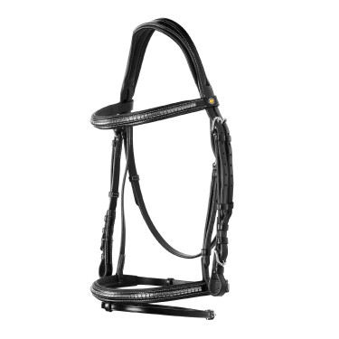 Capezzina inglese in cuoio con borchie in nichel placcato NP Equestro Nero