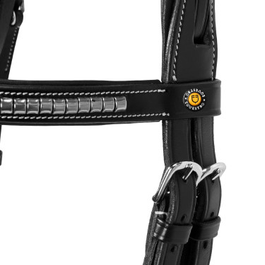 Capezzina inglese in cuoio con borchie in nichel placcato NP Equestro Nero