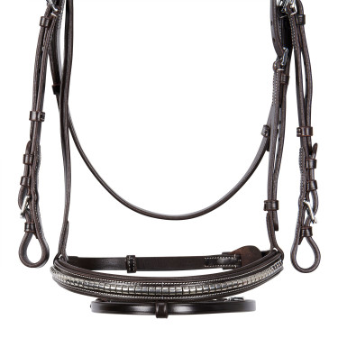 Capezzina inglese in cuoio con borchie in nichel placcato NP Equestro Marrone scuro Capezzina inglese in cuoio con borchie in nichel placcato NP Equestro Marrone scuro