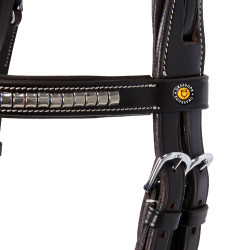 Capezzina inglese in cuoio con borchie in nichel placcato NP Equestro Marrone scuro Capezzina inglese in cuoio con borchie in nichel placcato NP Equestro Marrone scuro