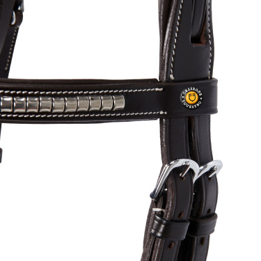 Capezzina inglese in cuoio con borchie in nichel placcato NP Equestro Marrone scuro Capezzina inglese in cuoio con borchie in nichel placcato NP Equestro Marrone scuro