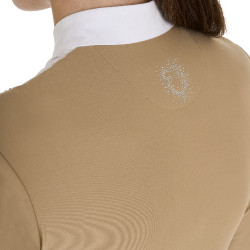 Polo da concorso Donna Maniche Lunghe con Strass Equestro Beige